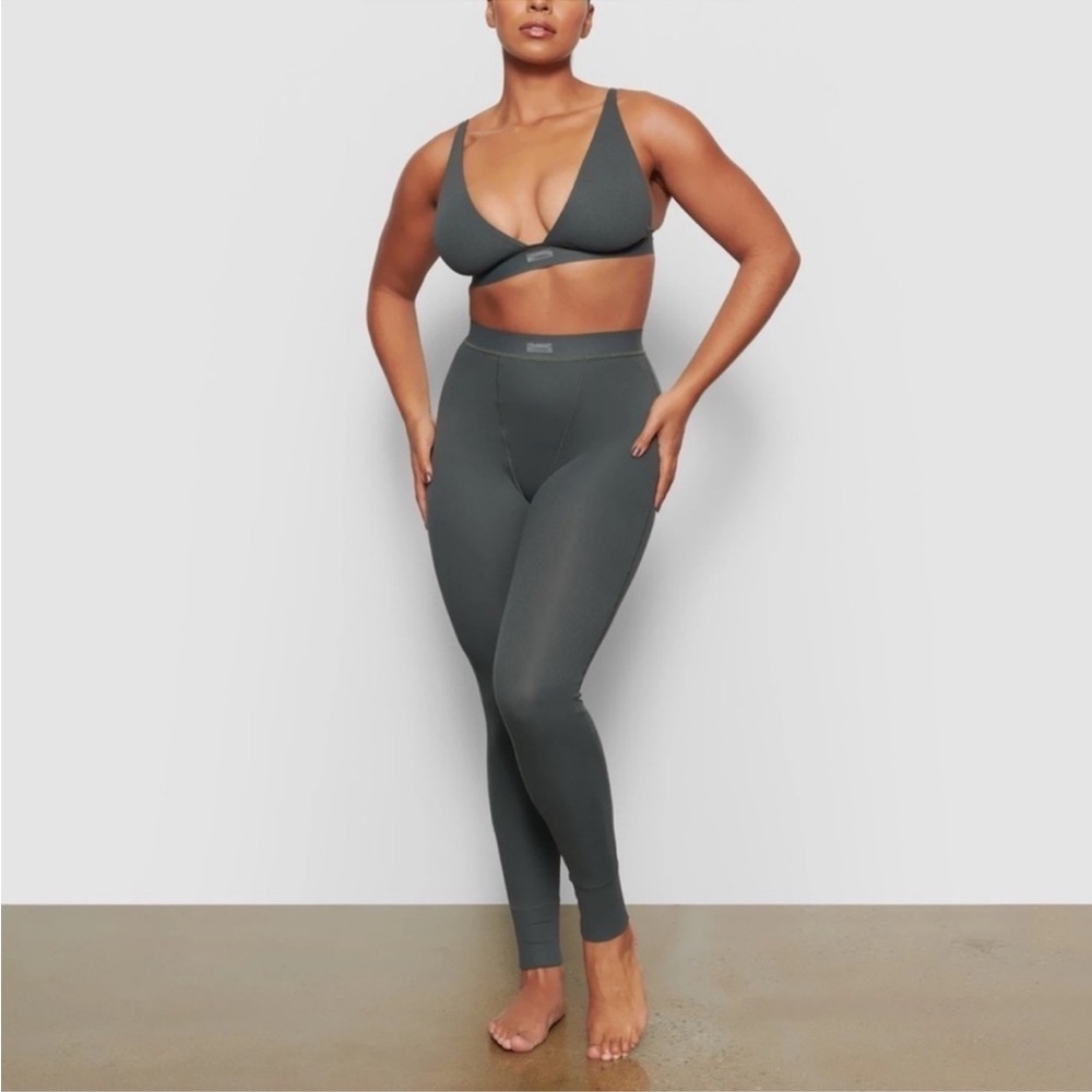 SKIMS Cotton Rib Plunge Bralette Juniper Size 3X green‎ - Picture 8 of 8